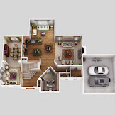 Two Story House 3d Floor Plan
