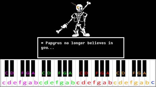 Disbelief / Papyrus' Genocide (Undertale) Hard Version Piano / Keyboard Easy Letter Notes for Beginners