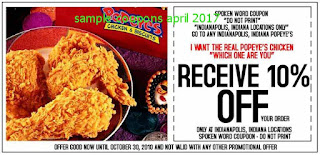 Popeyes Chicken coupons april 2017