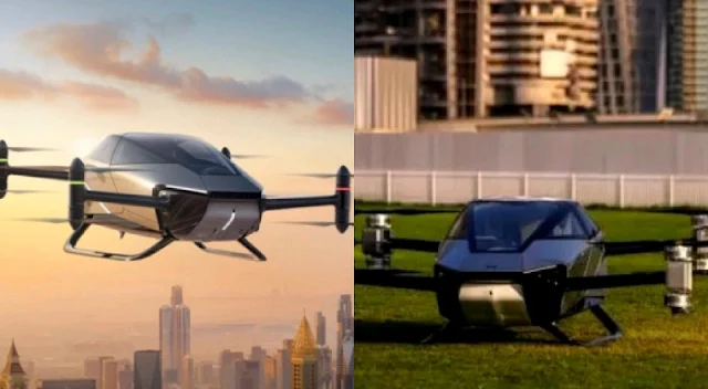 Alt: = "Electric flying vehicle, X2 tested in Dubai"