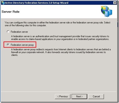ADFS - Role select - ADFS Proxy Server - markup