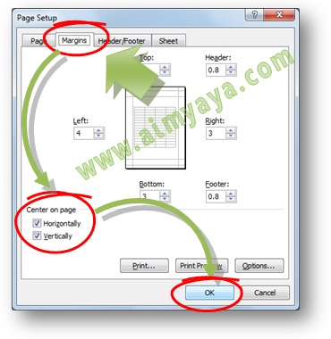 Untuk menciptakan hasil cetakan dokumen lebih menarik kita sanggup menampilkan  data yang kita mi Ahli Matematika Cara Membuat Hasil Cetak (Print Out) Ms Excel Di Tengah-Tengah