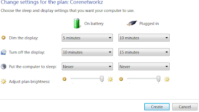 Change display, sleep, dim light settings in battery meter