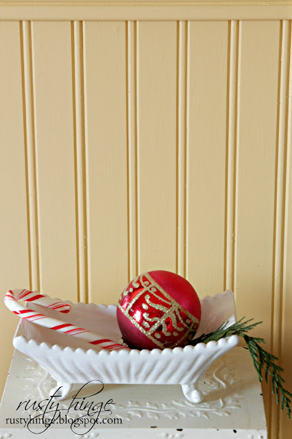 Vintage Christmas ornament in a favorite soap dish