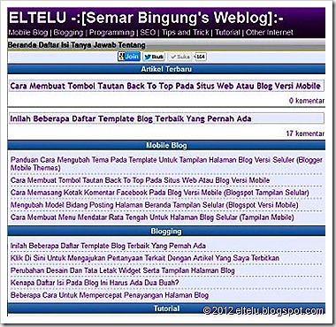 Daftar Artikel Berdasarkan Label Atau Kategori Pada Mobile Blog