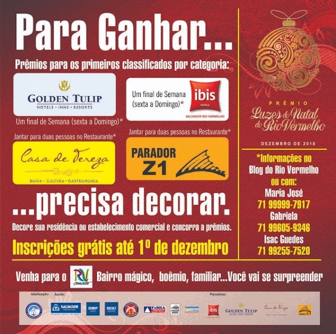 Participe do concurso Luzes do Natal no Rio Vermelho e concorra a prêmios