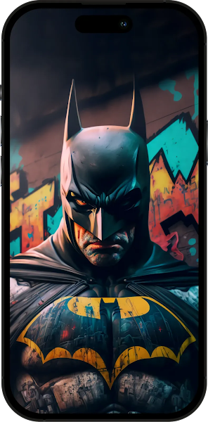 Batman Wallpaper in iphone 15 mockup