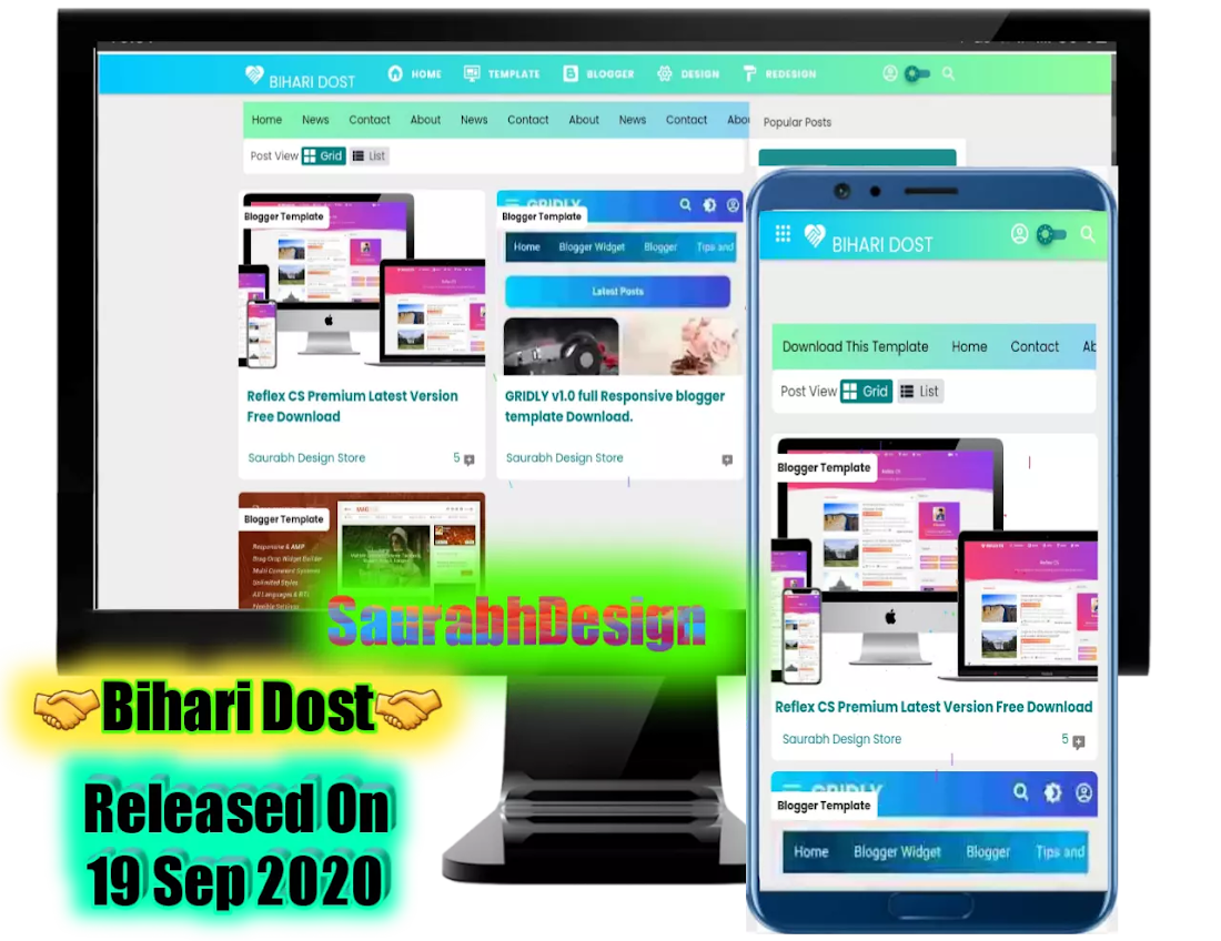 Bihari Dost v1.1 Premium Blogger Template free Download By SaurabhDesign.