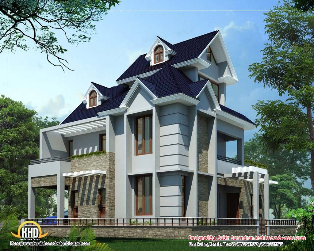 Unique home design - 2012 Sq. Ft. - Kerala home design and floor plans