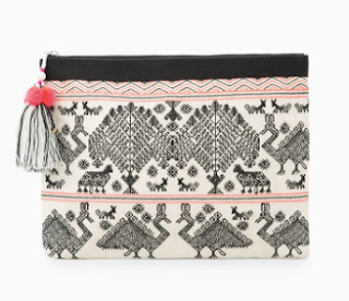 Mango Printed Linen Blend Clutch