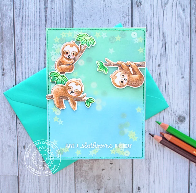 Sunny Studio Stamps: Silly Sloths Punny Sloth Themed Birthday Cards by Vanessa Menhorn and Anja Bytyqi