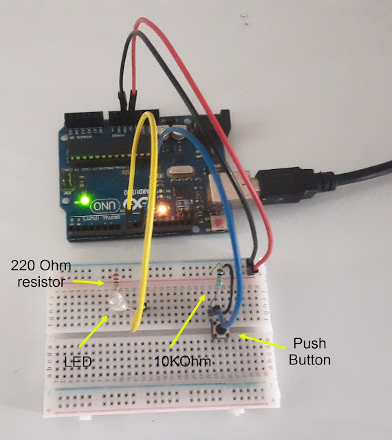 Push Button controlling LED - Programming Arduino using Matlab 2