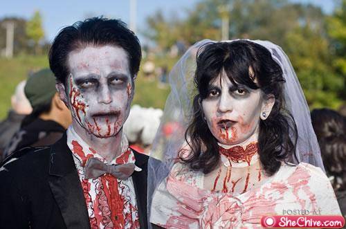 Some favourite wedding day costumes themes include clowns masquerade ball 