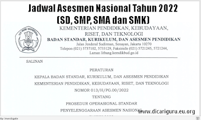 Download Jadwal Asesmen Nasional Tahun 2022 (SD, SMP, SMA dan SMK)