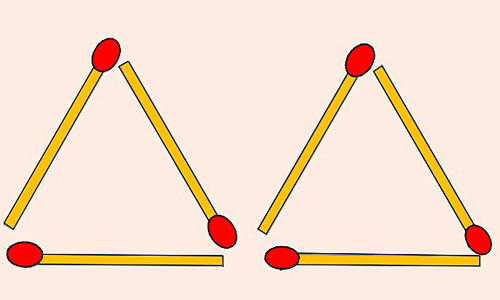 If allowed to overlap, from the six available matches, you turn them into 4 triangles?