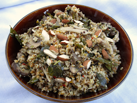 Bulgar Wheat and Mixed Mushroom Pilaf with Cilantro Chutney