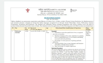 Sahitya Akademi Recruitment 2024 Notification for 10 Posts