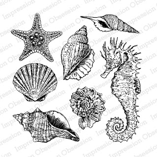 Seahorse & Shells clear stamp set from Impression Obsession