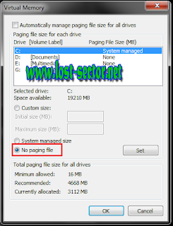 Cara Mematikan & Menambah Ukuran Virtual Memory Pada Windows