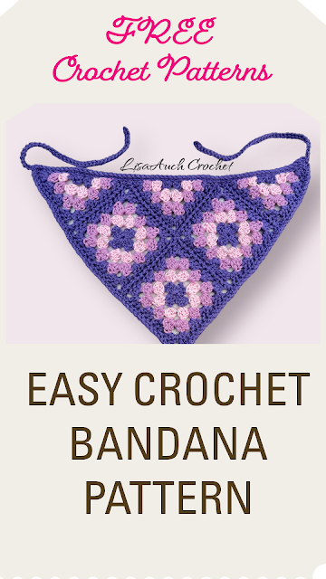 Easy Crochet Bandana Pattern for a Granny Square Headscarf