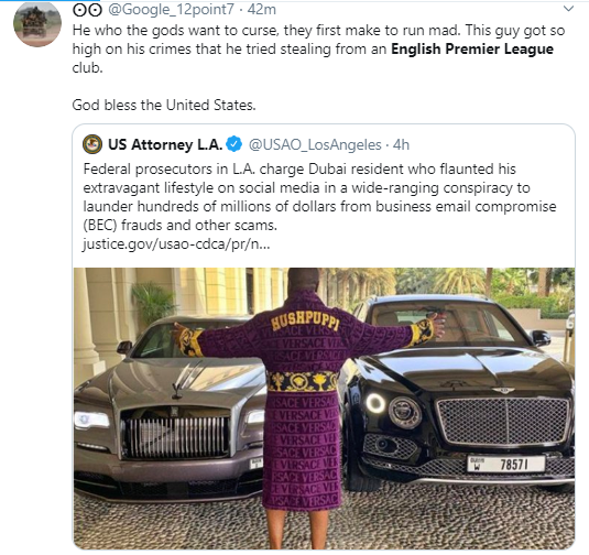 Drama As Hushpuppi was about to steal £100 million from an English Premier League club