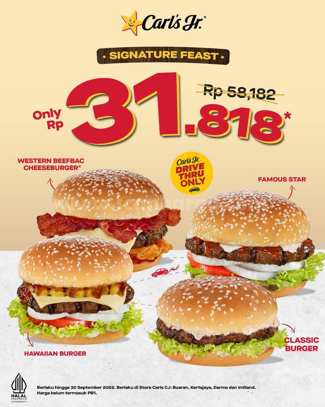 Promo CARLS Jr SPECIAL DRIVE THRU – Burger Signature only Rp 31.818