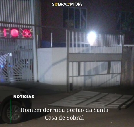 Homem derruba portão do hospital Santa Casa e acaba sendo preso