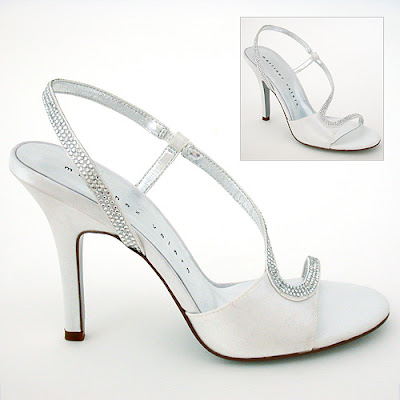 A gorgeous shoe for Summer Weddings White satin sparkles with a crystal 