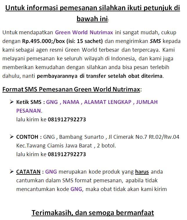 Pemesanan Green World Nutrimax