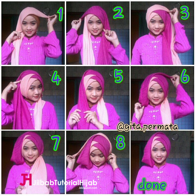 Tutorial Hijab Segi Empat  Warna Untuk Wisuda Dan Lebaran Jilbab Tutorial Hijab