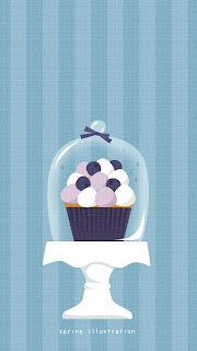 【ブルーベリーカップケーキ】スイーツのおしゃれでシンプルかわいいイラストスマホ壁紙/ホーム画面/ロック画面