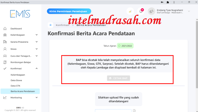 Menu CETAK BAP