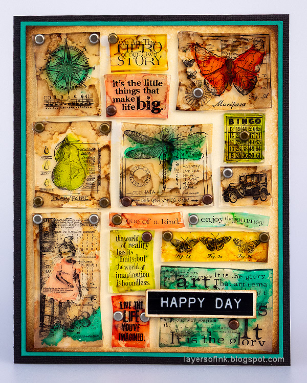 Layers of ink - Shrink Plastic Card Tutorial by Anna-Karin Evaldsson, with Simon Says Stamp Shrink Sheets.