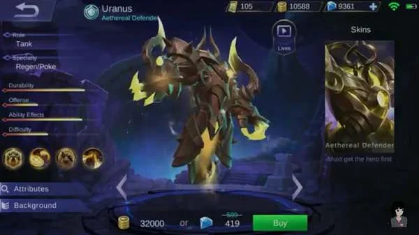 Build Hero Uranus Mobile Legend Terbaik dan Paling Kuat