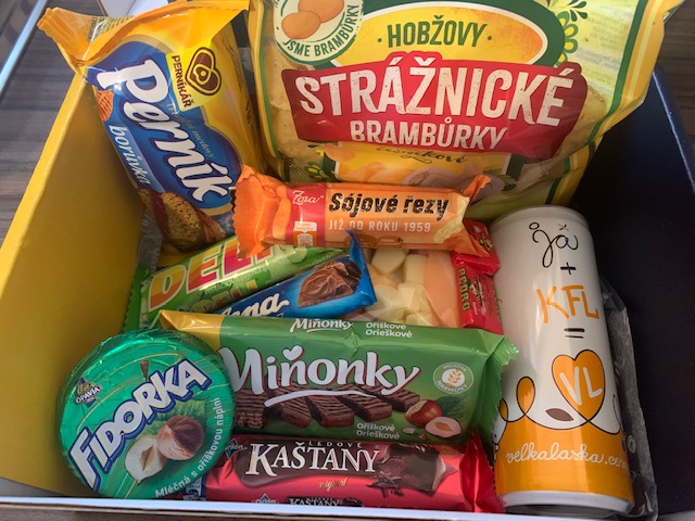 Box filled with snacks from the Czech Republic