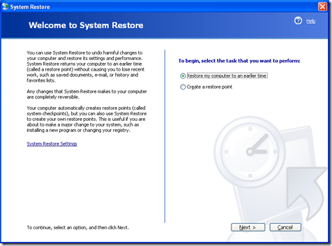 Welcome System Restore