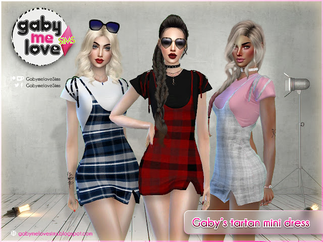 Sims 4 CC | Clothing: Gaby's tartan mini dress for women