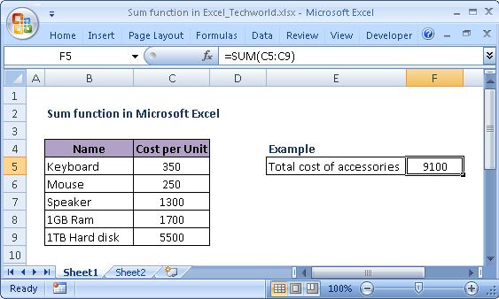 SUM function