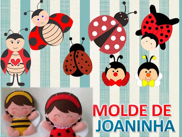 molde de joaninha em feltro