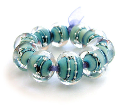 Lampwork Glass Beads With Fine Silver