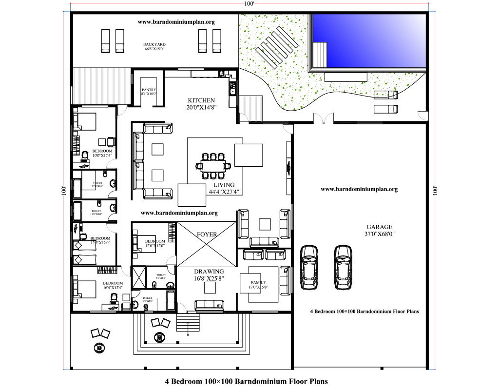 100x100 barndominiums floor plans