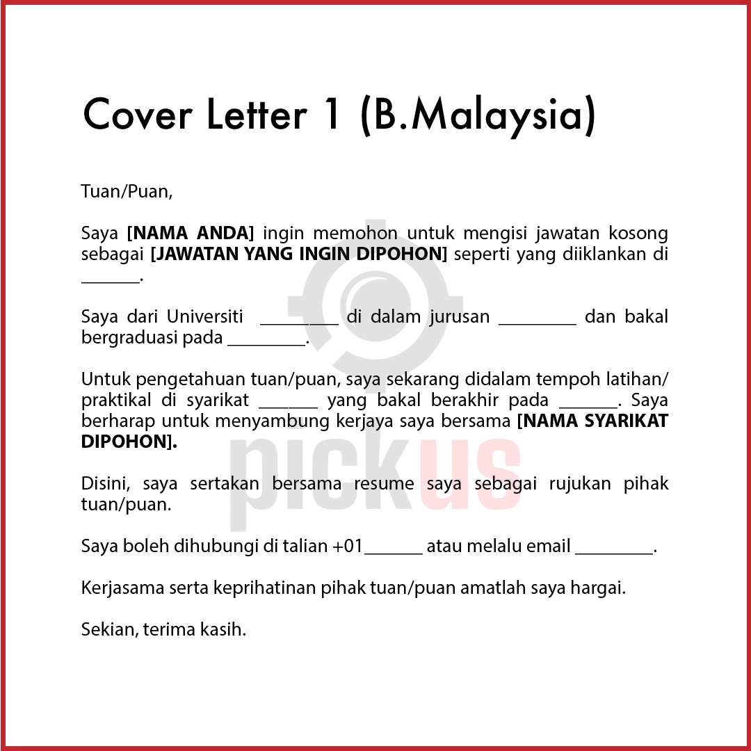 23 Contoh Cover Letter Cv Panduan Template Bm Bi Mohon Kerja Internship Sayidahnapisahdotcom