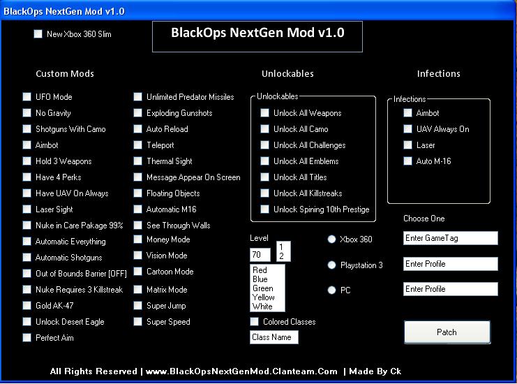 So now almost everyone can mod on Black OPS. There is no need for a JTAG, 