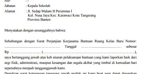 Contoh Surat Tanggung Jawab Proyek Pembangunan Gedung 