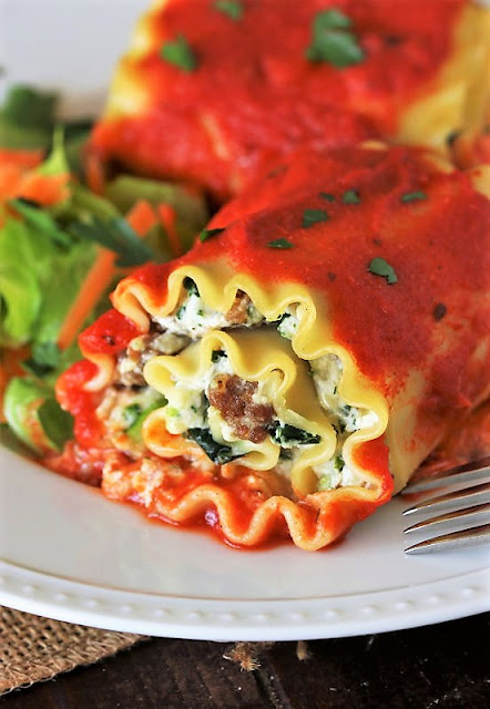 Spinach Lasagna Roll-Ups with Sausage Image