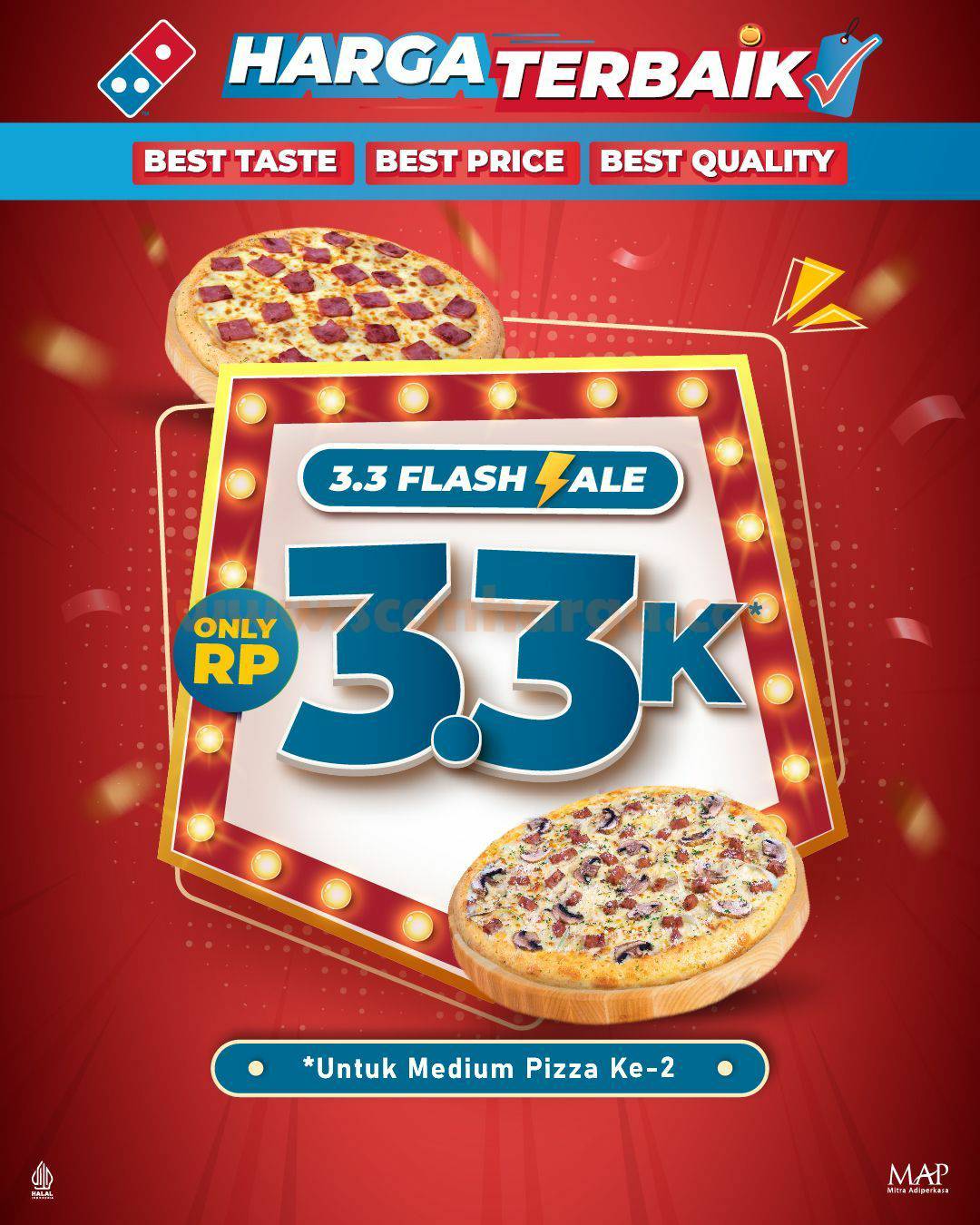 Promo Domino's Pizza Flash Sale 3.3 - Medium Pizza ke-2 CUMA 3.3K