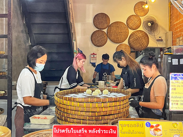 handmade Chinese dumplings in Bangkok, Thailand