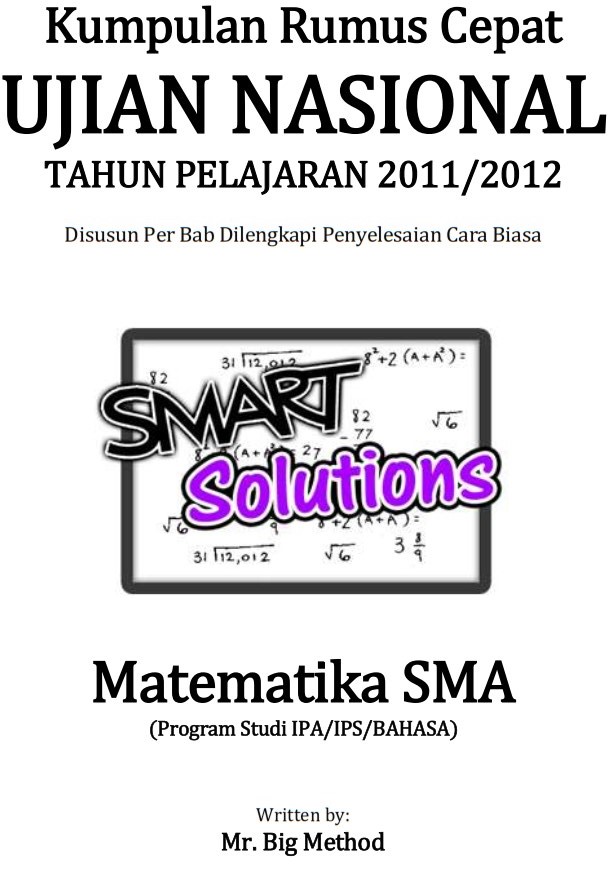 Download Buku Kumpulan Rumus Cepat Ujian Nasional Matematika SMA (Smart Solutions)