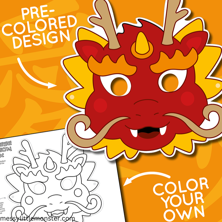 Chinese dragon mask template