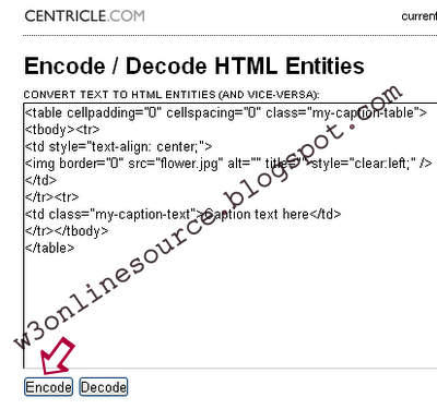 Encode the raw code,how to show codes in blogspot and website